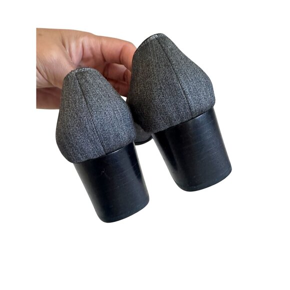 SALVATORE FERRAGAMO Vintage Gray Silk Kitten Heels Size 5.5 - Picture 6 of 10